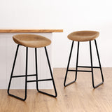 NNEDSZ 2x Bar Stools Kitchen Dining Chairs Counter Stool PU Leather Metal Brown