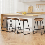 NNEDSZ Artiss 4x Bar Stools Kitchen Dining Chairs Counter Stool PU Leather Metal Brown