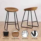 NNEDSZ Artiss 4x Bar Stools Kitchen Dining Chairs Counter Stool PU Leather Metal Brown