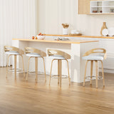 NNEDSZ Artiss 4x Bar Stools Swivel Dining Chairs Low Back Counter Seat PU Cushion
