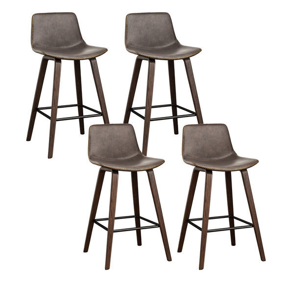 NNEDSZ Artiss 4x Bar Stools Vintage Leather Wooden