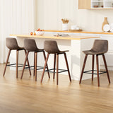 NNEDSZ Artiss 4x Bar Stools Vintage Leather Wooden