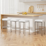 NNEDSZ Artiss 4x Bar Stools Leather Padded Metal White