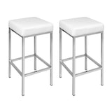 NNEDSZ Artiss 4x Bar Stools Leather Padded Metal White