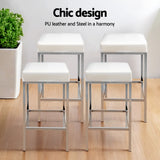 NNEDSZ Artiss 4x Bar Stools Leather Padded Metal White