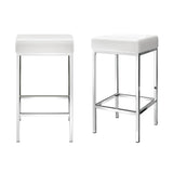 NNEDSZ Artiss 4x Bar Stools Leather Padded Metal White