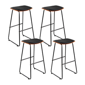 NNEDSZ 4x Bar Stools Leather Padded Metal