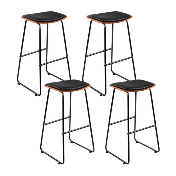 NNEDSZ 4x Bar Stools Leather Padded Metal