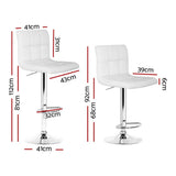 NNEDSZ Artiss 4x Bar Stools Leather Gas Lift White