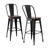 NNEDSZ 2x Artiss Metal Bar Stools Wooden Seat Retro Counter Stool