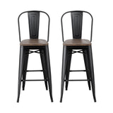 NNEDSZ 2x Artiss Metal Bar Stools Wooden Seat Retro Counter Stool