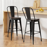 NNEDSZ 2x Artiss Metal Bar Stools Wooden Seat Retro Counter Stool