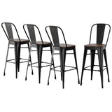 NNEDSZ 4x Artiss Metal Bar Stools Wooden Seat Retro Counter Stool