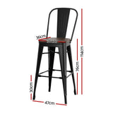 NNEDSZ 4x Artiss Metal Bar Stools Wooden Seat Retro Counter Stool