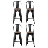 NNEDSZ 4x Artiss Metal Bar Stools Wooden Seat Retro Counter Stool