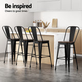 NNEDSZ 4x Artiss Metal Bar Stools Wooden Seat Retro Counter Stool