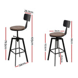 NNEDSZ Artiss 4x Bar Stools Kitchen Dining Chairs Adjustable Wood Stool w/Backrest