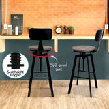 NNEDSZ Artiss 4x Bar Stools Kitchen Dining Chairs Adjustable Wood Stool w/Backrest