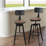 NNEDSZ Artiss 4x Bar Stools Kitchen Dining Chairs Adjustable Wood Stool w/Backrest