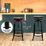 NNEDSZ Artiss 4x Bar Stools Kitchen Dining Chairs Adjustable Wooden Vintage Stool