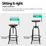 NNEDSZ Artiss 4x Bar Stools Kitchen Dining Chairs Adjustable Wooden Vintage Stool