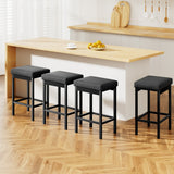 NNEDSZ A Set of 4 Artiss Metal Bar Stools PU Seat Dining Counter Chairs