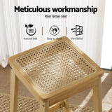 NNEDSZ 2x Bar Stools Rubber Wood Stool Counter Chair Rattan Barstools Kitchen