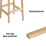 NNEDSZ 2x Bar Stools Rubber Wood Stool Counter Chair Rattan Barstools Kitchen