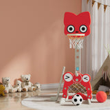 NNEDSZ Kids Basketball Hoop Stand Adjustable 5-in-1 Sports Center Toys Set Red
