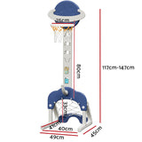 NNEDSZ Kids Basketball Hoop Stand Adjustable 6-in-1 Sports Center Toys Set Blue