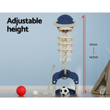 NNEDSZ Kids Basketball Hoop Stand Adjustable 6-in-1 Sports Center Toys Set Blue