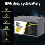 NNEDSZ Battery 12V 15Ah Deep Cycle Box Portable Solar Caravan Camping