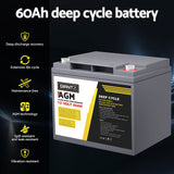 NNEDSZ Battery 12V 60Ah Deep Cycle Box Portable Solar Caravan Camping