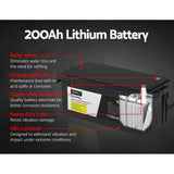 NNEDSZ 12V 200Ah Lithium Battery LiFePO4 Deep Cycle Box Solar Caravan Camping