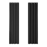 NNEDSZ 2X Blockout Curtains Eyelet 140x230cm Black