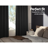 NNEDSZ 2X Blockout Curtains Eyelet 140x230cm Black