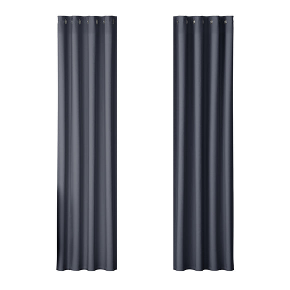 NNEDSZ 2X Blockout Curtains Eyelet 140x230cm Charcoal