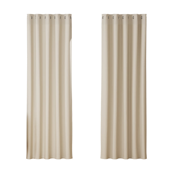 NNEDSZ 2X Blockout Curtains Eyelet 180x213cm Beige