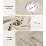 NNEDSZ 2X Blockout Curtains Eyelet 180x213cm Beige