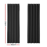 NNEDSZ 2X Blockout Curtains Eyelet 180x213cm Black