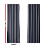 NNEDSZ 2X Blockout Curtains Eyelet 180x213cm Charcoal