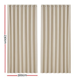 NNEDSZ 2X Blockout Curtains Eyelet 300x230cm Beige