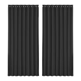 NNEDSZ 2X Blockout Curtains Eyelet 300x230cm Black