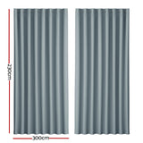 NNEDSZ 2X Blockout Curtains Eyelet 300x230cm Grey