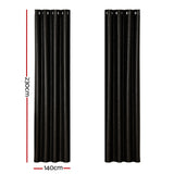 NNEDSZ 2X Blockout Curtains Eyelet 140x230cm Black Shine