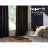 NNEDSZ 2X Blockout Curtains Eyelet 140x230cm Black Shine