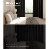 NNEDSZ 2X Blockout Curtains Eyelet 140x230cm Black Shine