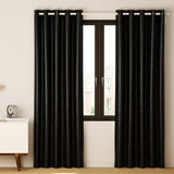 NNEDSZ 2X Blockout Curtains Eyelet 140x230cm Black Shine