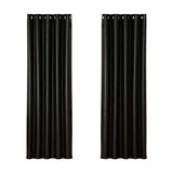 NNEDSZ 2X Blockout Curtains Eyelet 180x213cm Black Shine