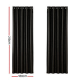 NNEDSZ 2X Blockout Curtains Eyelet 180x213cm Black Shine